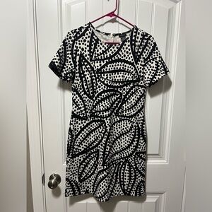 Ann Taylor Short Sleeve Black and White Polka Dot Dress